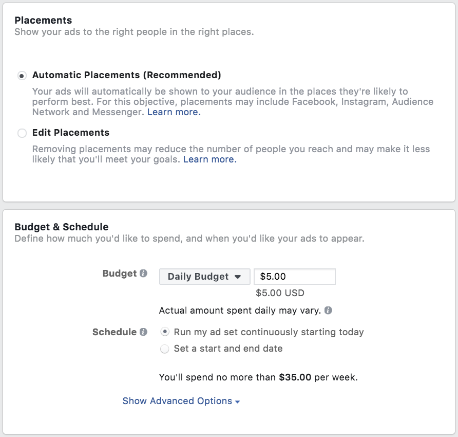 Facebook广告位置和预算选择- Facebook广告