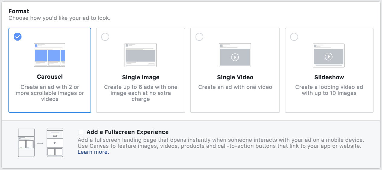Facebook广告格式选项- Facebook广告