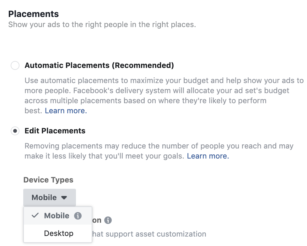平台和设备编辑工具- facebook广告