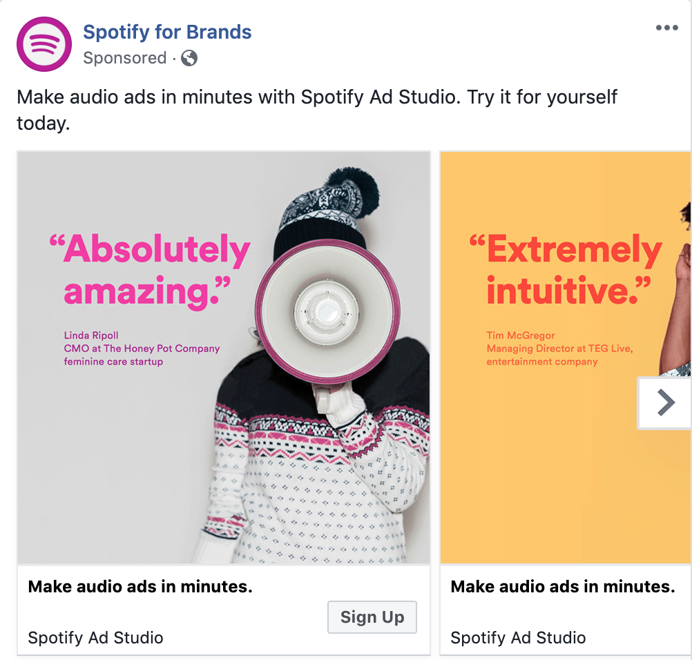 Spotify for Brands Facebook广告——Facebook广告