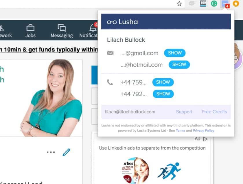 Lusha LinkedIn扩展