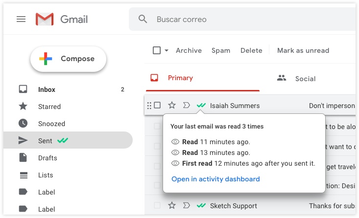 MailTrack Gmail集成显示已打开的电子邮件